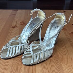 Stuart Weitzman Women's Silver Strappy Heels
